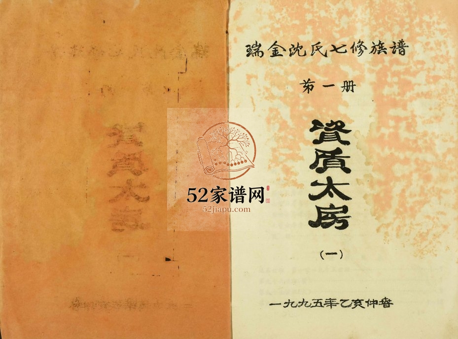 1995年吴兴沈氏七修族谱 江西瑞金 福建上杭 古田沈姓电子版家谱下载