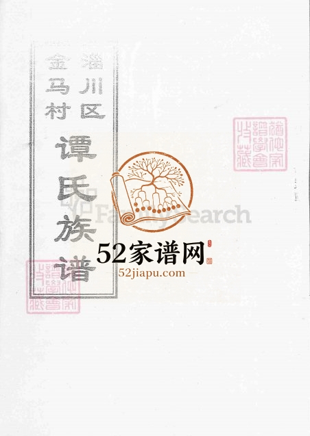 2015年修淄川区金马村谭氏族谱 山东谭姓电子版家谱下载
