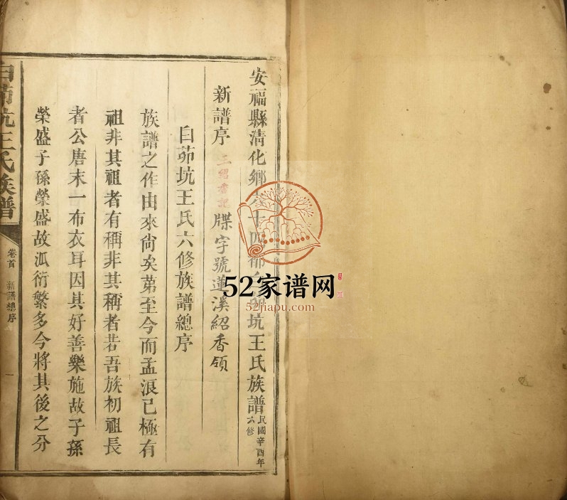 1921年修白茆坑王氏族谱 江西安福王姓电子版家谱下载