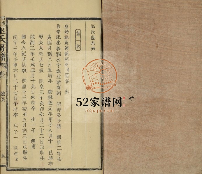 1946年丙戌六修巫氏房谱[22卷首1卷]江西吉安 广昌 宁都 福建清流 宁化巫姓电子版族谱下载