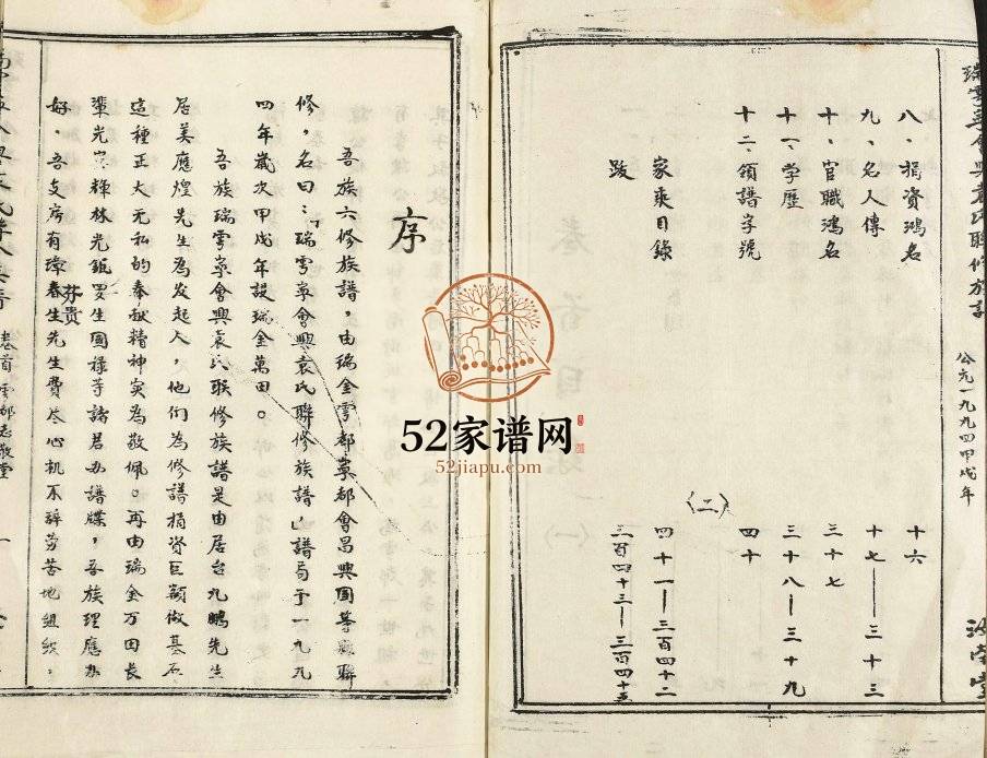 1994年瑞雩宁会兴袁氏联修族谱[18卷]江西赣州 于都汝南堂袁姓电子版家谱下载