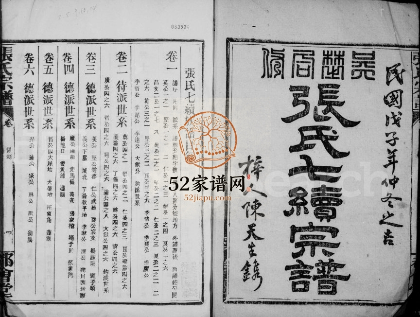 1948年修张氏七续宗谱[14卷]湖北汉阳 江西万安都会堂张姓电子版族谱下载
