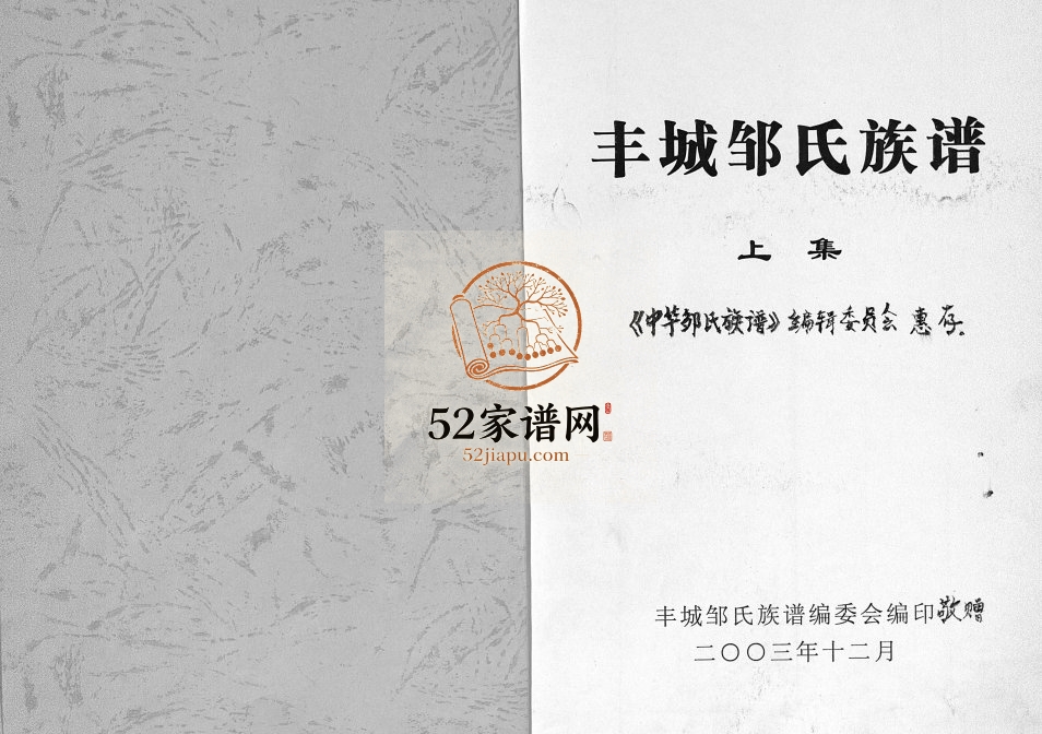 2003年修丰城邹氏族谱 江西邹姓电子版家谱下载
