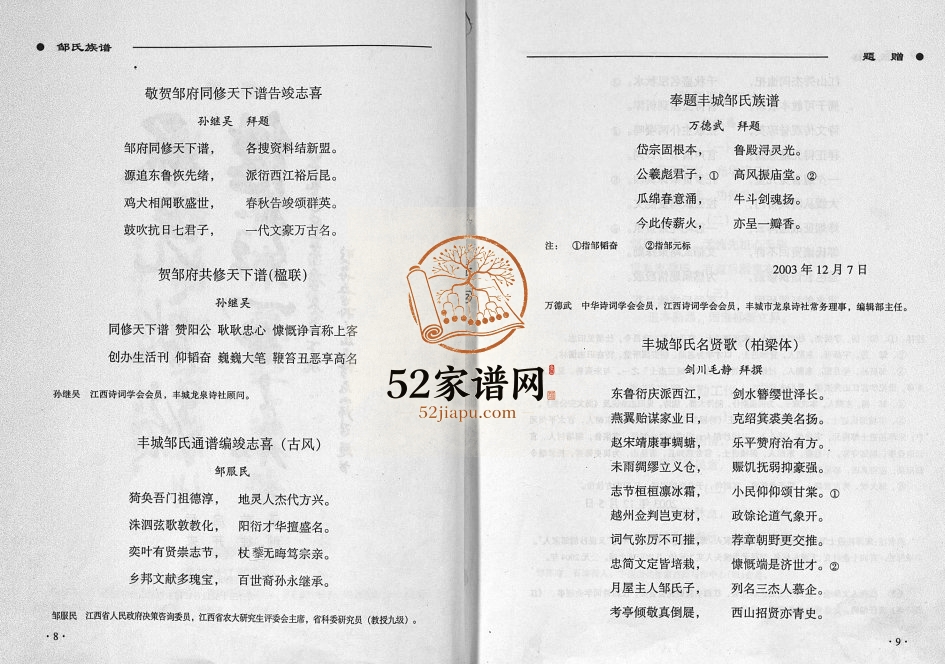 2003年修丰城邹氏族谱 江西邹姓电子版家谱下载