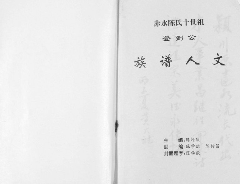 1996年修赤水陈氏十世祖登弼公族谱人文 广东普宁陈姓电子版家谱下载