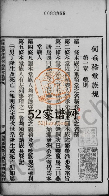 1929年修南海县荷溪乡何垂裕堂族规族谱合刊 广东电子版家谱下载