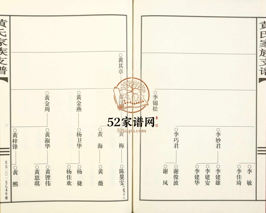 2015年修黄氏长谦家谱 广东揭阳江夏堂黄姓电子版族谱下载