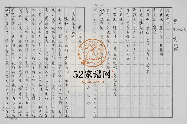 1985年修[黄氏]族谱 广东顺德 澳门黄姓电子版家谱下载