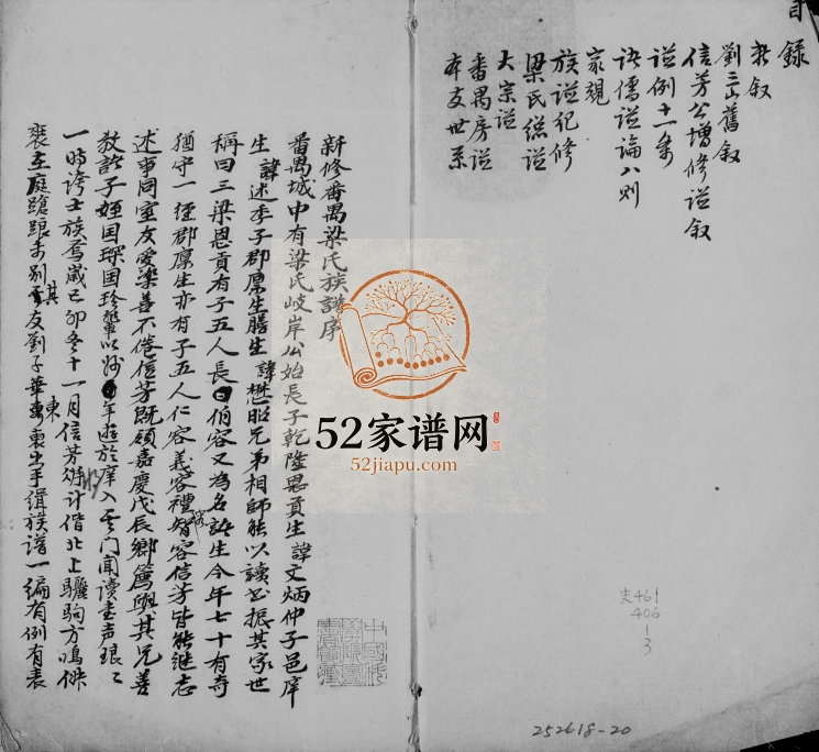 1950年新修番禺梁氏族谱 广东梁姓电子版家谱下载