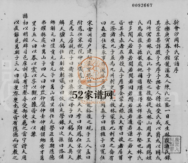 新会沙冈林氏宗谱 广东林姓电子版族谱下载