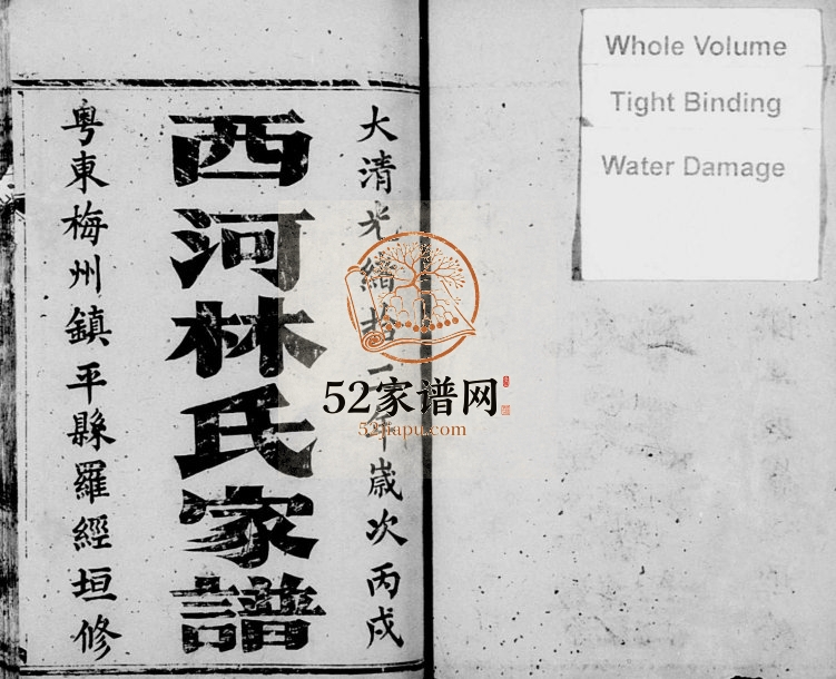 1886年修西河林氏家谱 广东蕉岭林姓电子版族谱下载