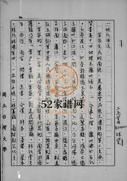 1984年修[林氏族谱] 广东梅县 台湾屏东林姓电子版家谱下载