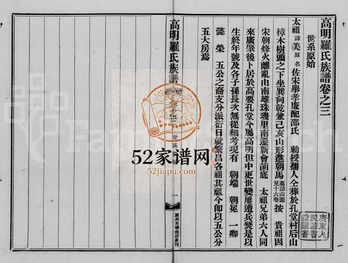 1932年重修高明罗氏族谱[残卷]广东罗姓电子版家谱下载