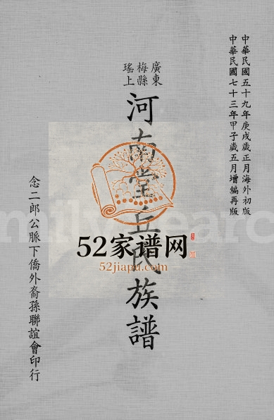 1984年修广东梅县瑶上河南堂丘氏族谱丘姓电子版家谱下载