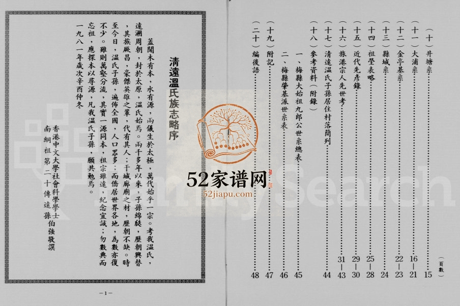 1981年修清远温氏族志略 广东梅县 大浦 香港温姓电子版族谱下载