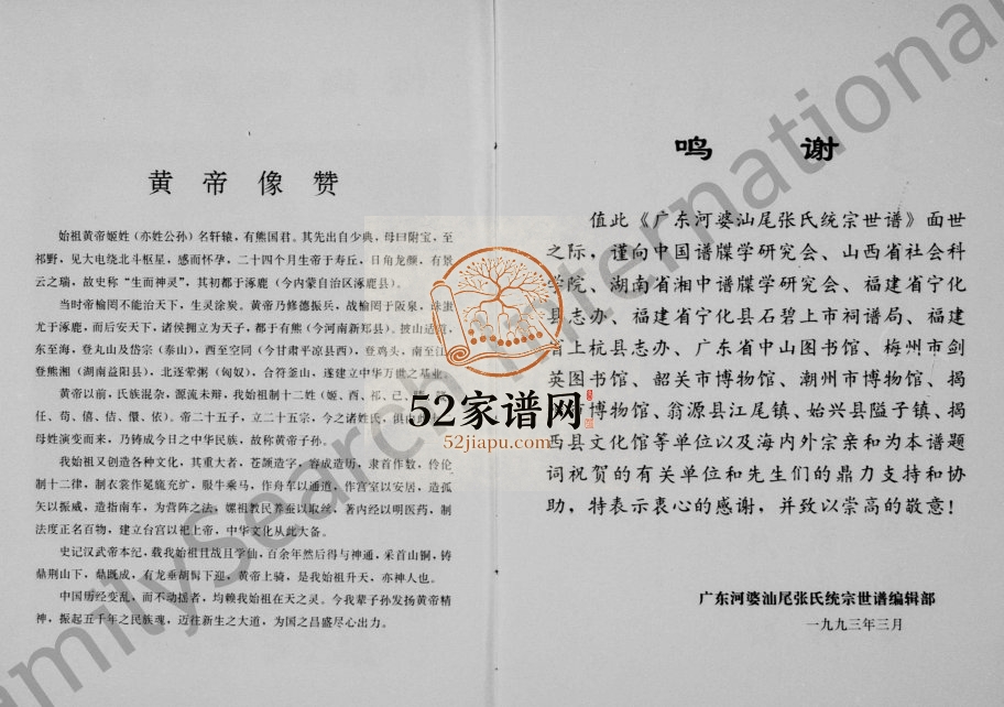 1993年修张氏统宗世谱 广东揭阳 汕尾张姓电子版族谱下载