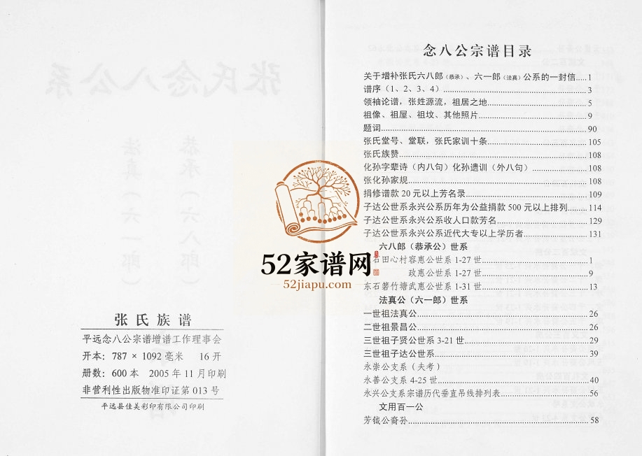 2005年修张氏念八公系宗谱 广东平远张姓电子版族谱下载