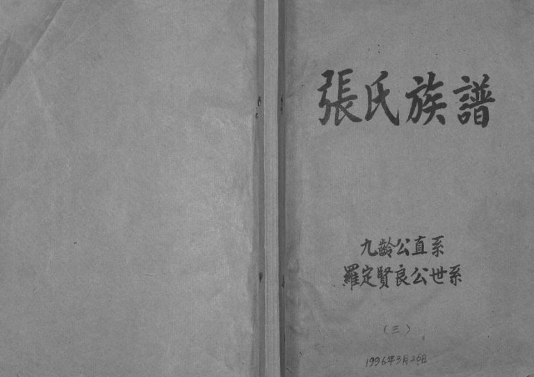 1996年修张氏族谱九龄公直系罗定贤良公世系 广东张姓电子版家谱下载
