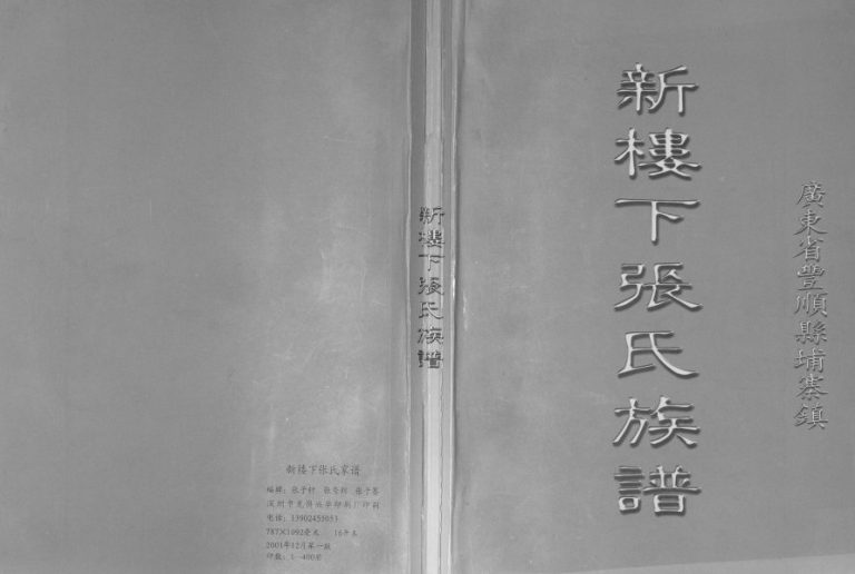 2000年修新楼下张氏族谱 广东丰顺张姓电子版家谱下载