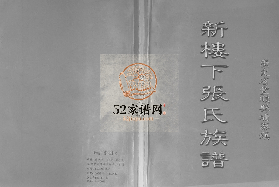 2000年修新楼下张氏族谱 广东丰顺张姓电子版家谱下载