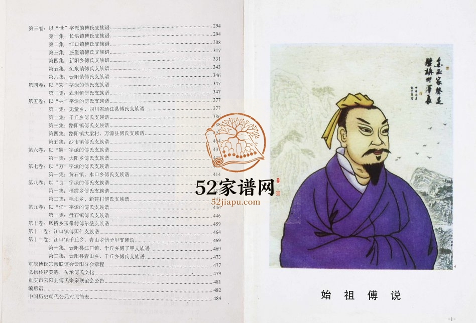 2006年修中华傅氏通谱第七卷重庆市云阳县支族谱[12卷] 清河堂傅姓电子版家谱下载