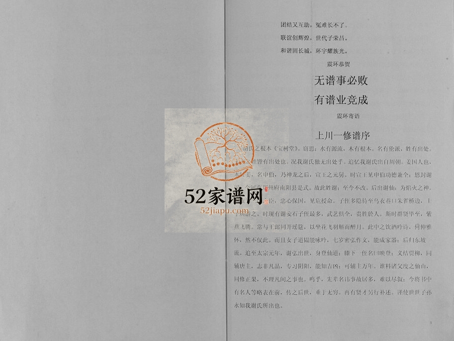 2012年修谢氏族谱开县白鹤红果登金公后裔支谱 重庆 开州区宝树堂谢姓PDF电子版家谱下载