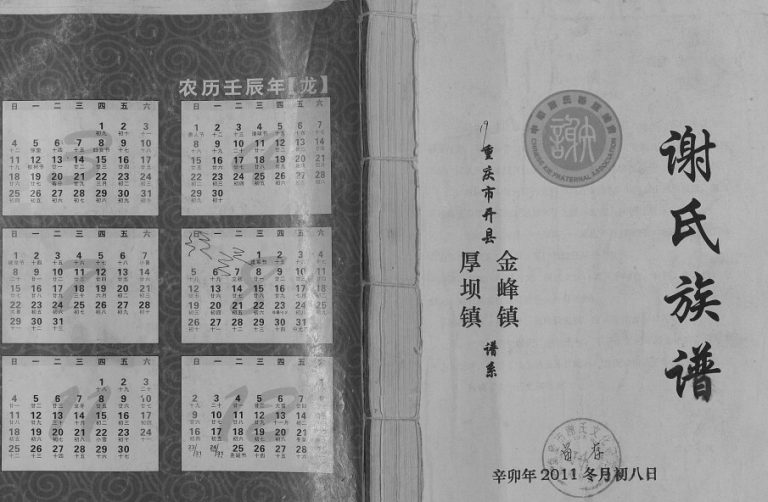 2011年修谢氏族谱.重庆市开县金峰镇厚坝镇谱系 开州区宝树堂谢姓电子版家谱下载