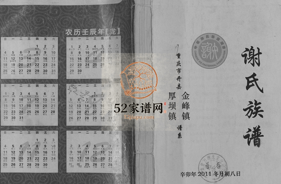 2011年修谢氏族谱.重庆市开县金峰镇厚坝镇谱系 开州区宝树堂谢姓电子版家谱下载