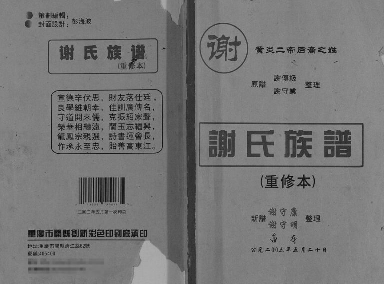2003年修谢氏族谱 重庆 开州区宝树堂谢姓电子版家谱下载