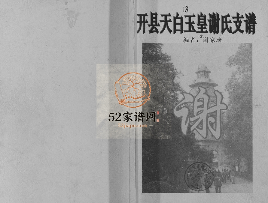 2010年修开县天白玉皇谢氏支谱 重庆 开州区谢姓电子版族谱下载
