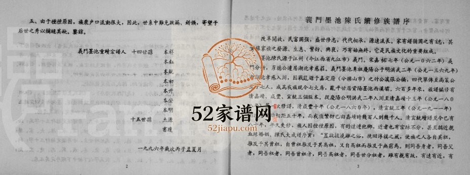 1996年修义门墨池陈氏族谱 四川资阳陈姓电子版家谱下载
