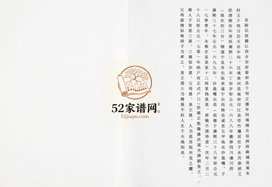 2015年重修安居区石洞镇牛角湾陈氏宗谱 四川遂宁陈姓电子版族谱下载