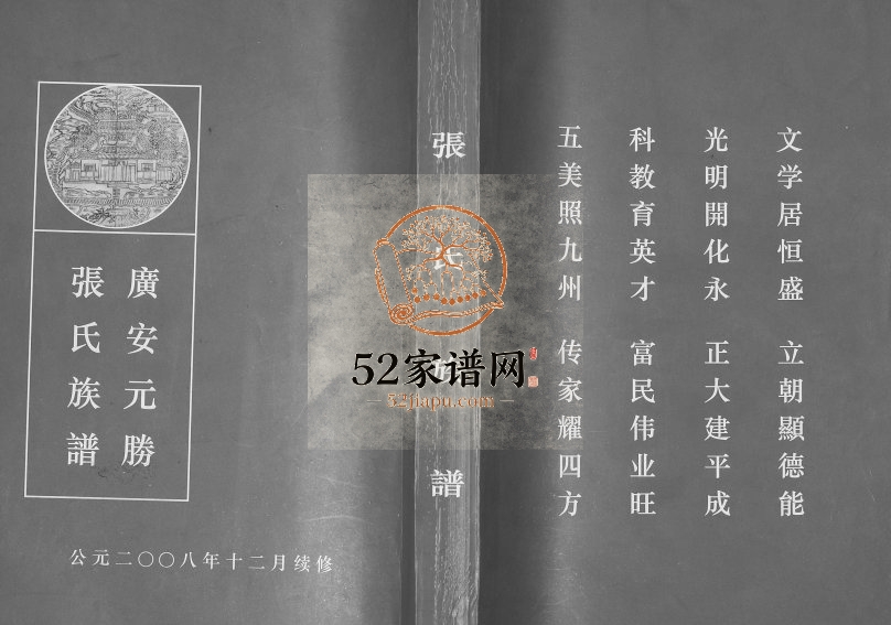 2008年修广安元胜张氏族谱 四川张姓电子版家谱下载
