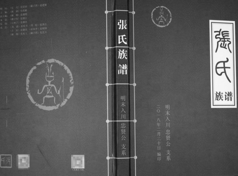 2018年修张氏族谱明末入川忠贤公支系 四川宜宾张姓电子版家谱下载