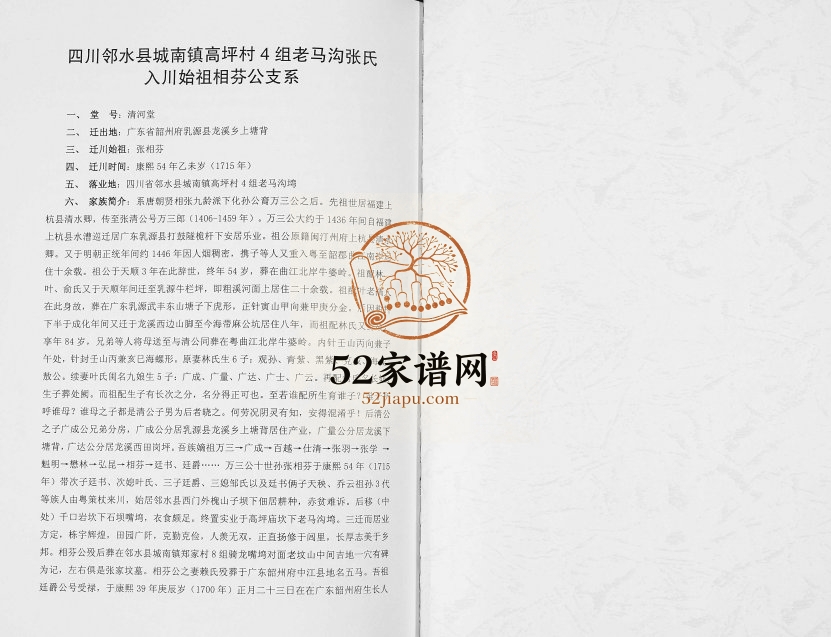 2004年修清河堂张氏族谱九龄派下万三后裔相芬公房 四川邻水张姓电子版家谱下载