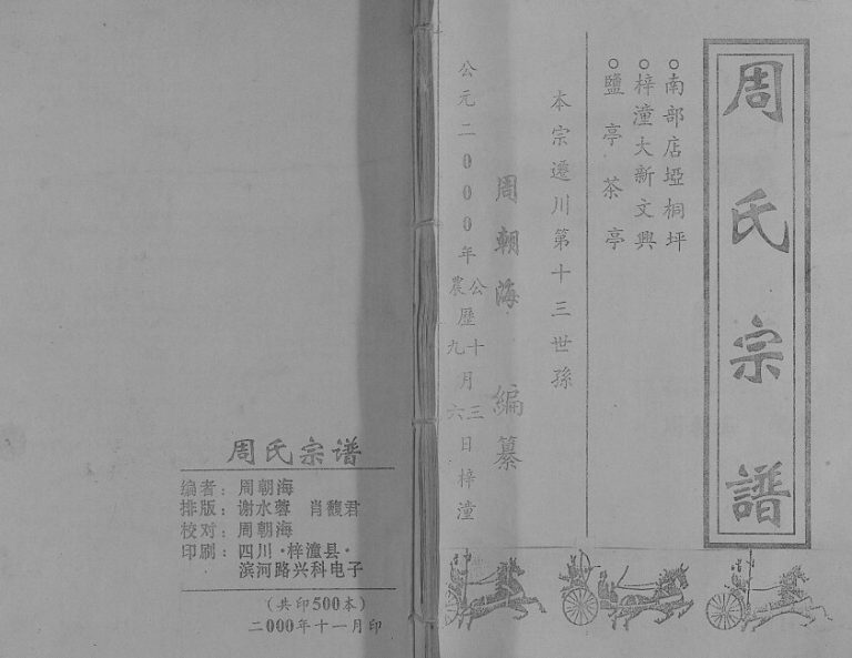 2000年修周氏宗谱 四川剑阁周姓电子版族谱下载