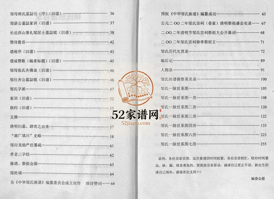 2003年续修邹氏族谱 重庆市长寿邹姓电子版家谱下载