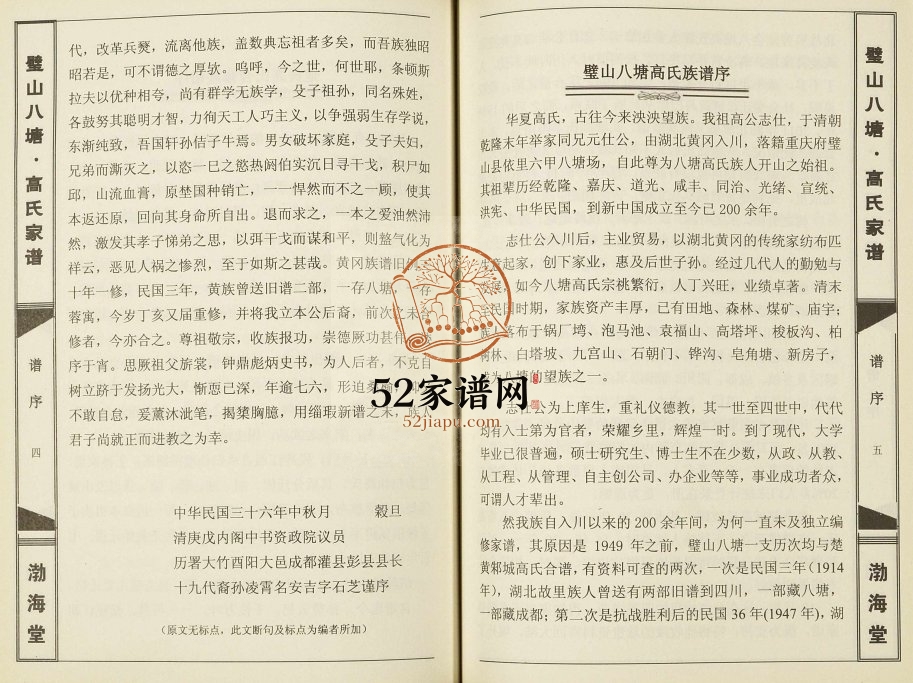 2015年修璧山八塘高氏家谱 四川渤海堂高姓电子版族谱下载