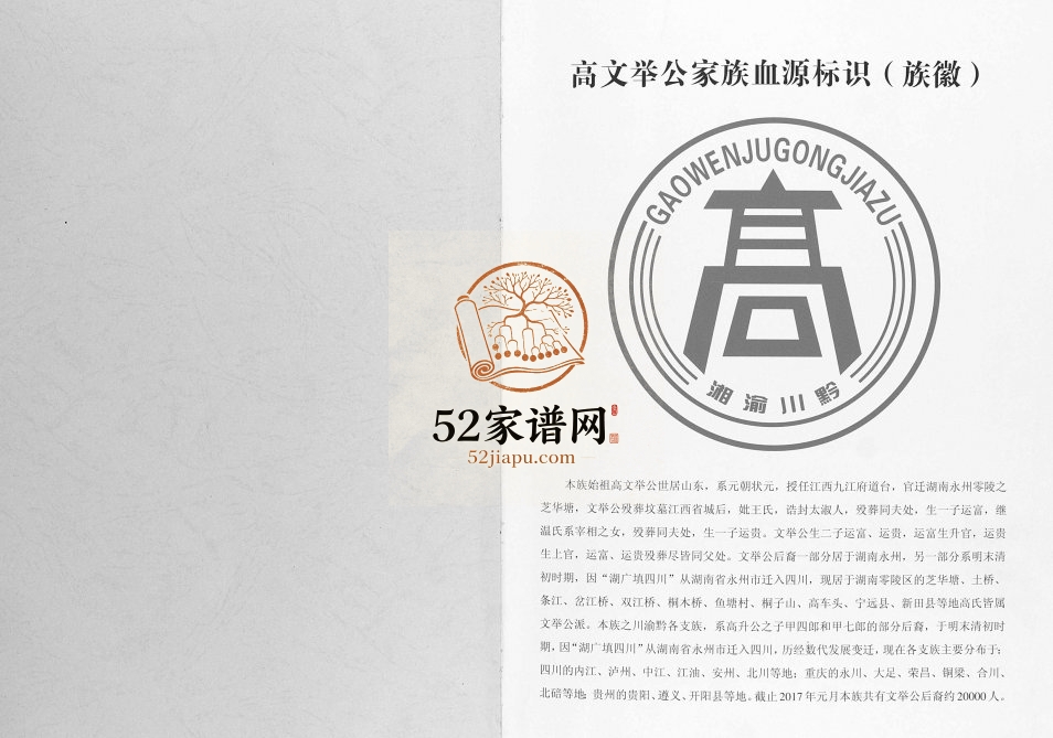 2017年修[高氏]高文举公族谱 四川大足高姓电子版家谱下载