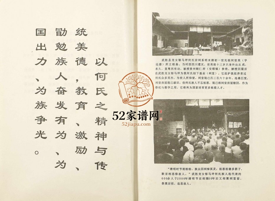 2002年二修四川武胜县龙女郁马坪何氏宗祠何氏族谱 何姓电子版家谱下载