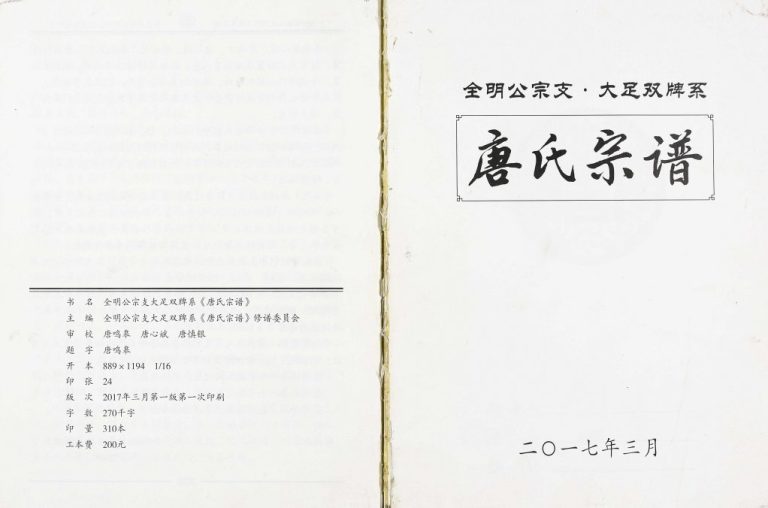 2017年修唐氏宗谱.全明公宗支大足双牌系 四川唐姓电子版族谱下载