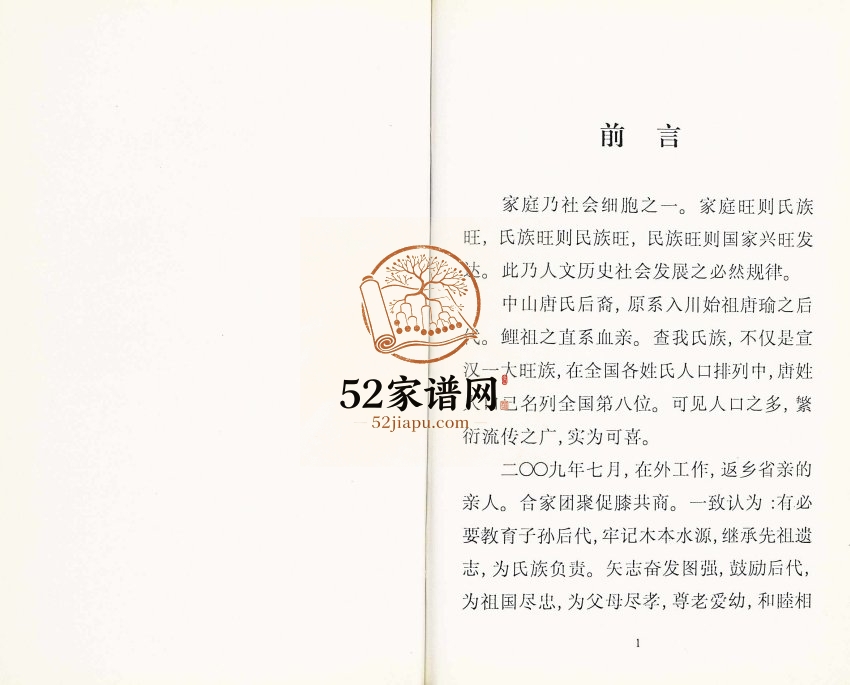2009年修唐氏家谱 四川宣汉唐姓电子版族谱下载