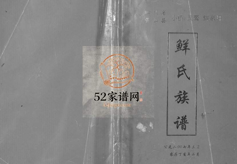 2007年修四川省营山鲜小桥灵鹫鲜家坪鲜氏族谱 鲜姓电子版家谱下载