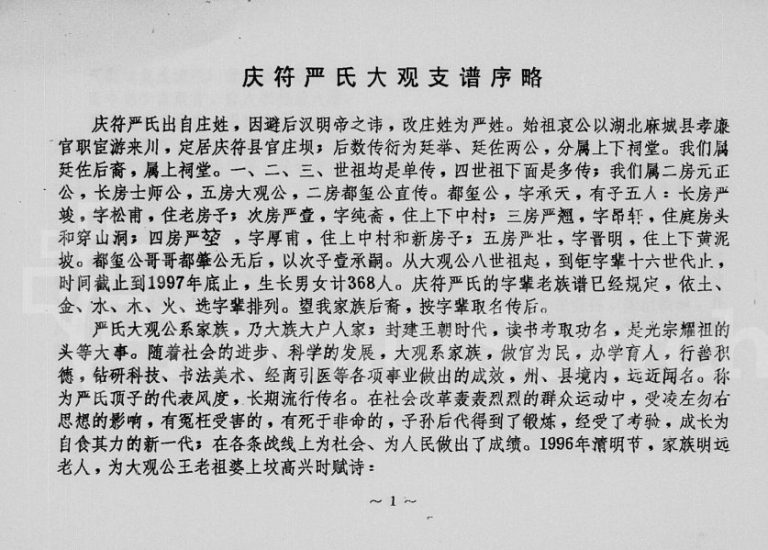 1998年修庆符严氏大观支谱 四川高县严姓电子版族谱下载