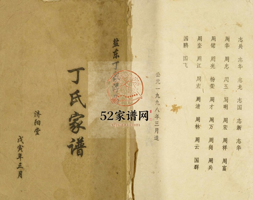 1998年修盐东丁家洋马丁氏家谱 江苏射阳济阳堂丁姓电子版族谱下载