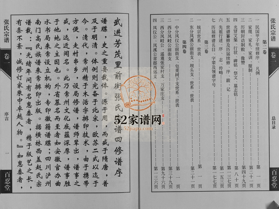 2004年四修武进横山百忍堂张氏宗谱[4卷]江苏芳茂里前街张姓电子版族谱下载