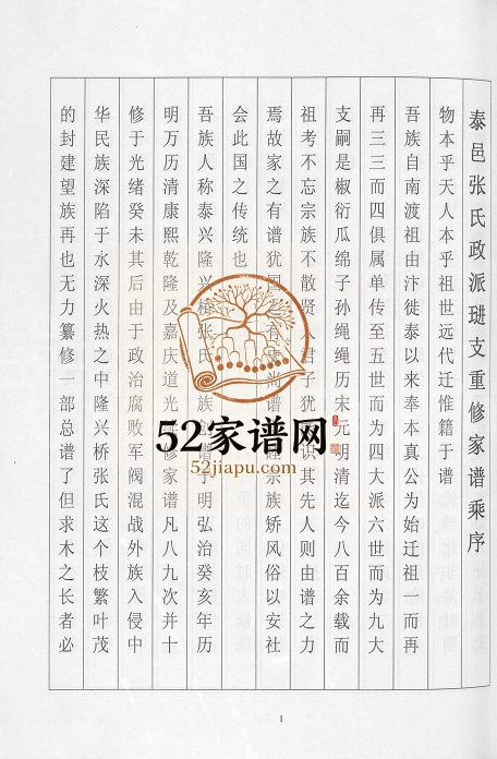 2007年重修泰邑张氏政派斑支重修家谱[不分卷]江苏张姓电子版族谱下载