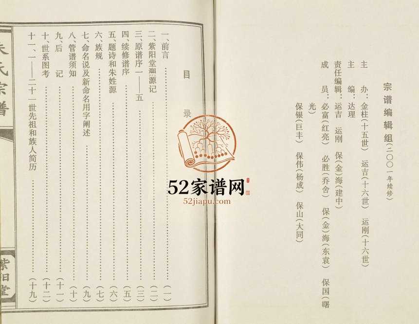 2001年修朱氏宗谱北门宗支 江苏盐城紫阳堂朱姓电子版族谱下载
