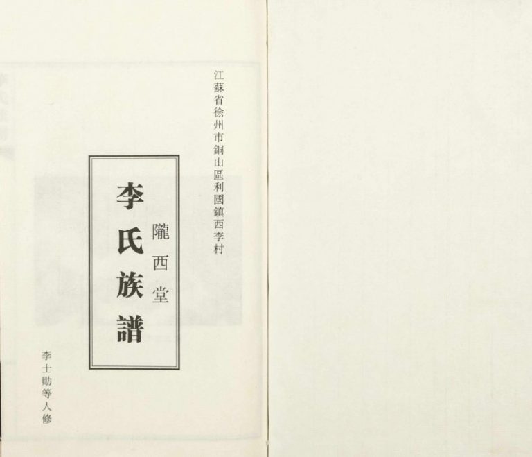 2011年修江苏省徐州市铜山区利国镇西李村陇西堂李氏族谱李姓电子版家谱下载