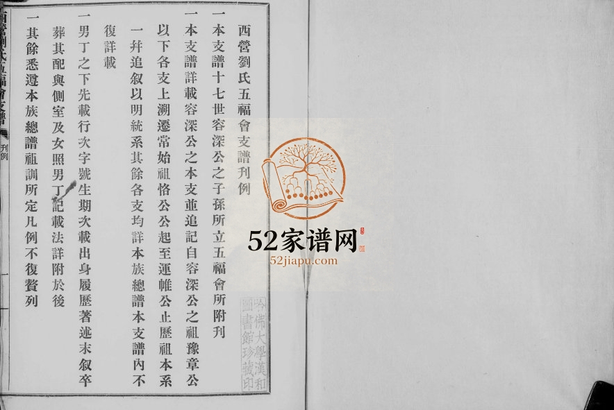 1929年修西营刘氏五福会支谱 江苏武进刘姓电子版族谱下载